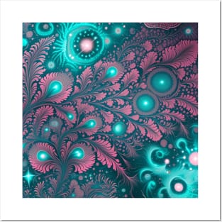 Other Worldly Designs- nebulas, stars, galaxies, planets with feathers Posters and Art